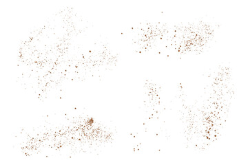 Flying set of dust particles coffee powder illustration isolated background design