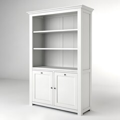 Empty White Bookshelf on Minimal Background