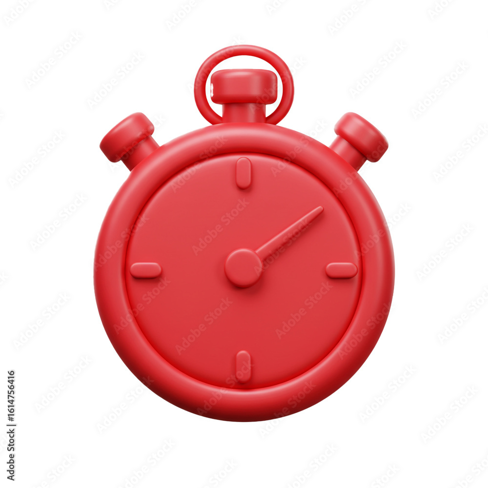Poster A vibrant red stopwatch icon representing time measurement and precision perfect for concepts related to deadlines and efficiency.
