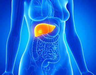 Human liver anatomy, female body