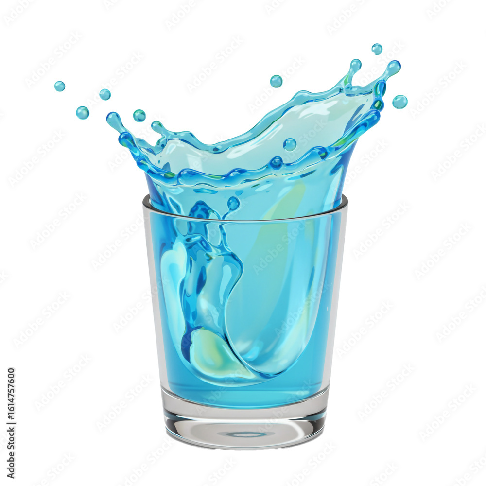 Poster a vibrant splash of refreshing liquid erupts from a glass creating a dynamic and eye-catching visual