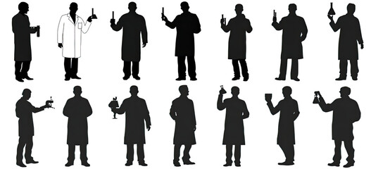 Silhouettes of people in lab coats