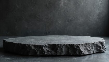 Natural dark grey stone slab provides a rustic, textured platform for product display. This slate surface offers a modern, luxury presentation background for food, home decor, or studio photography.