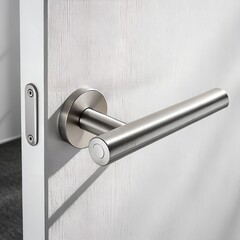 Modern Metallic Door Handle on White Wooden Door