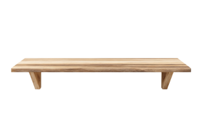 A simple wooden shelf.  Empty, rectangular