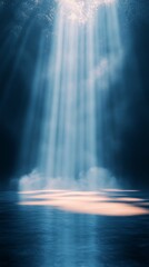 Sunlight Shining Through Trees with Haze and Water Reflection