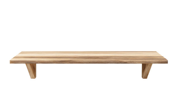 A simple wooden shelf.  Empty, rectangular