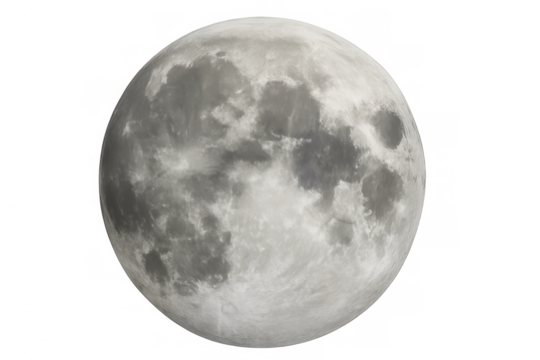Full moon with visible craters filling the frame on a transparent background