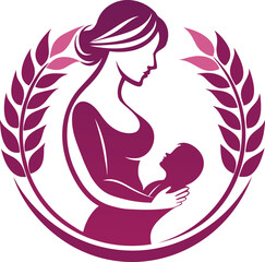 Vector Silhouette of breastfeeding logo on white background