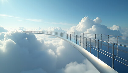 A knife-thin bridge of polished steel spanning a chasm, its edges so sharp they seem to vanish. The bridge has no railings, and its surface reflects the clouds above, creating the illusion of walking.