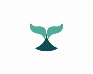 Whale Tail Logo Design in Teal and Dark Green on White Background Marine Symbol Aquatic Icon