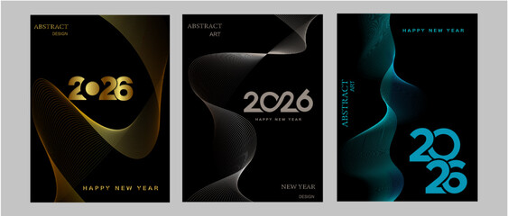 Luxury 2026 New Year abstract background with elegant glowing lines, dark minimal luxury design, premium texture, modern stylish backdrop for branding, fashion, invitations, and posters