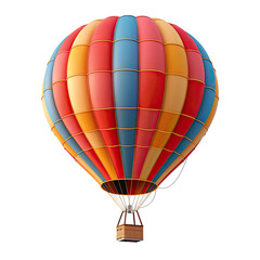 Naklejka premium Colorful hot air balloon, vibrant hues, isolated