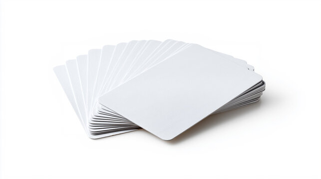 Blank white playing card deck spread for custom games and recreational activities