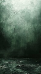 Dark Green Textured Wall Background with Grunge Floor