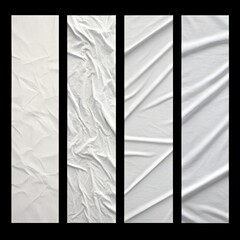 Folded Curtain Fabric Swatches – Black and White Drapery Texture Set

