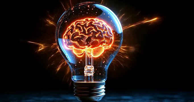 Brain lightbulb concept