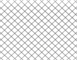 Repeating diamond-shaped metal grid pattern on white background