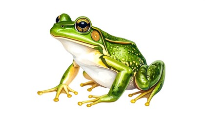Fototapeta premium Vibrant green frog, side view, detailed illustration
