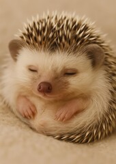 Obraz premium Adorable hedgehog sleeping peacefully.