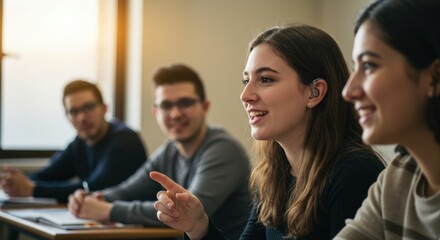 Young Students Engaged in Lively Classroom Discussion Showing Teamwork and Collaboration