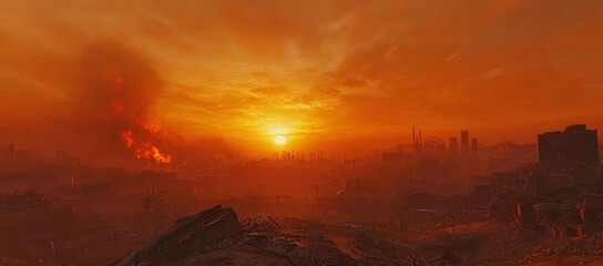 Post-Apocalyptic Sunset: A City in Ruins