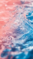 Water Splashing Macro Shot with Blue and Pink Hues
