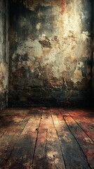 Distressed Room Interior Grunge Wall and Wooden Floor