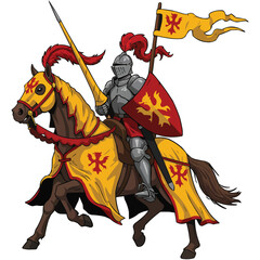 Knight on Horseback with Banner and Lance