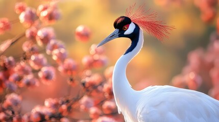 Fototapeta premium conservation red crowned crane