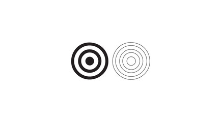 Target Bullseye Icon – Black Filled and Outline Concentric Circle Symbol – Vector Precision Goal Icon for , Business Strategy, Marketing Focus, Archery, and Gaming Interface