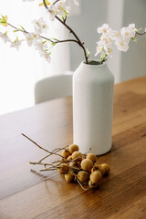 Fresh Longan Fruit in Wabi Sabi Table Aesthetic