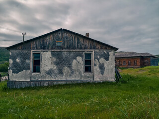 abandoned old wooden house in a northern village in Russia