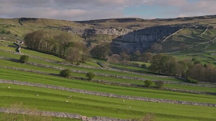 Aerial Drone View of Malham Cove