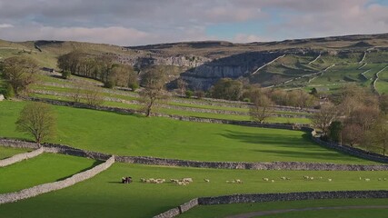 Aerial Drone View of Malham Cove