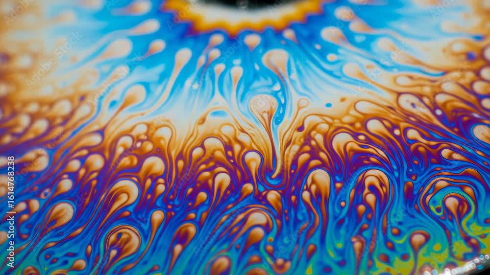 Aufkleber abstract macro view of iridescent colors swirling on a soap bubble surface