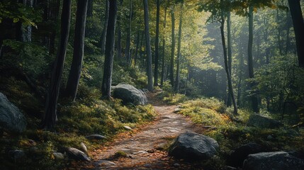 Obraz premium forest wooded trail