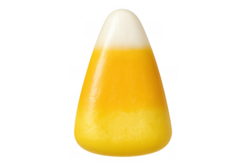 Single candy corn on transparent background representing halloween celebration
