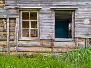 abandoned old wooden house in a northern village in Russia