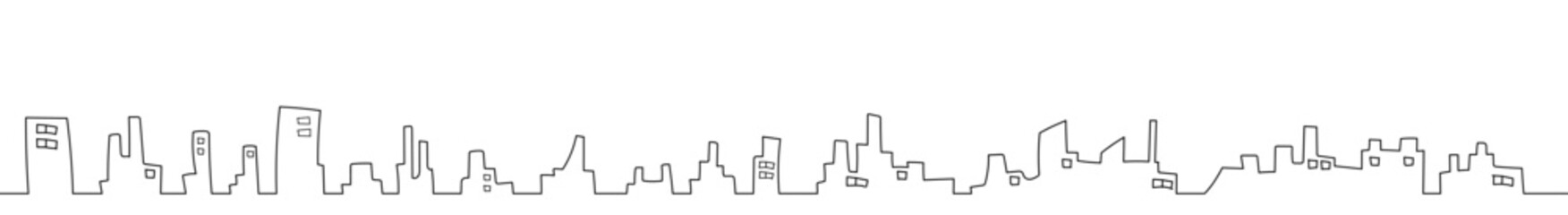 線画のシンプルな都市　横長