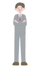 Confident Businessman in Suit – Arms Crossed Full Body Illustration-2