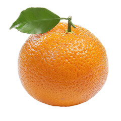 Single, whole orange with leaf
