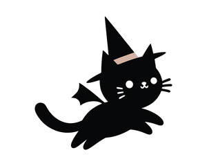 Enchanting Halloween Kitty in Witch Costume Vector Illustration