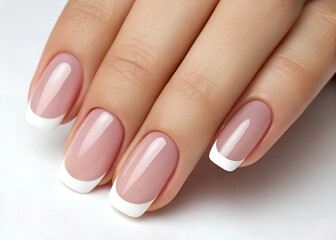 French manicure on a woman's hand