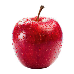 Single red apple with water droplets