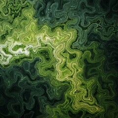 Fototapeta premium A vibrant, luminous abstract pattern with flowing, organic shapes in shades of green, resembling a liquid or natural formation.