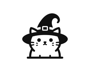 Whimsical Witch Cat Vector Illustration for Halloween