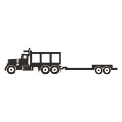 Truck with trailer icon black