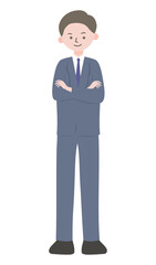 Confident Businessman in Suit – Arms Crossed Full Body Illustration-3