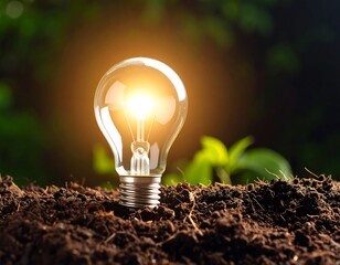 Illuminated bulb in soil